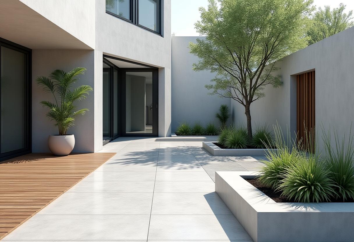 Skandinavisk minimalistisk hagedesign med naturmaterialer